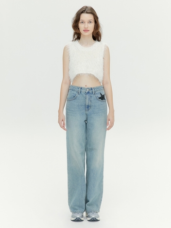 STAR POCKET DENIM PANTS (LIGHT BLUE)