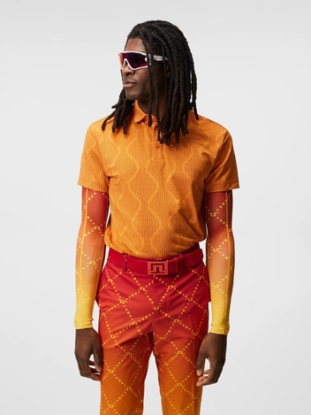 제이린드버그 SS23 남성 골프 멧 자카드 폴로 오렌지 MAT JACQUARD POLO