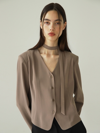 modern ribbon blouse_mocha