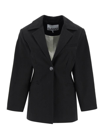 가니 Ganni organic cotton single-breasted jacket F8226