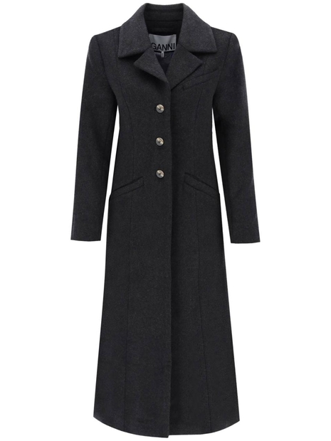 가니 Ganni slim fit single-breasted coat F8488