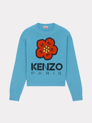 겐조 (W) 보케 플라워 로고 니트 FD62PU4303LD 69 Light Blue