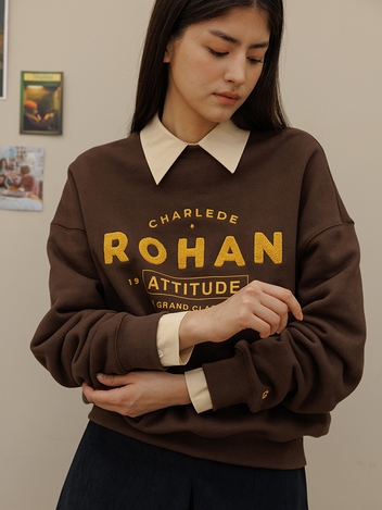 Charlesderohan lettering basic sweat shirt - Brown