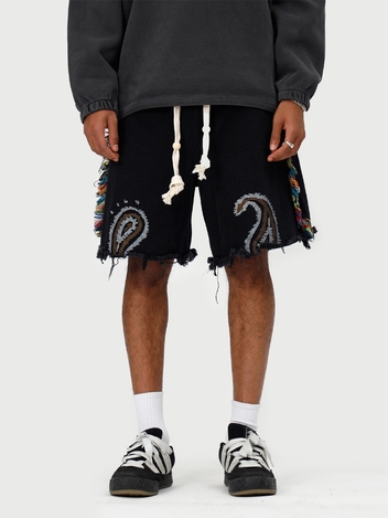 HP PAISLEY 1/2 PANTS (ver. DENIM BLACK)
