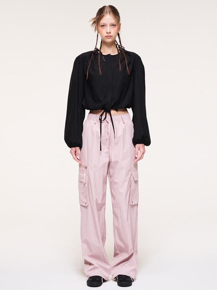 Zipper Point 2-Way Cargo Pants, Pink