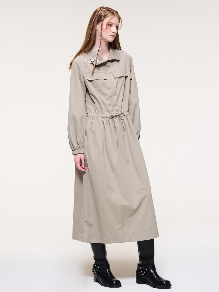 Wind String Long Dress, Taupe Beige