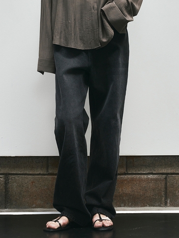 Light Black Washing Wide Denim Pants