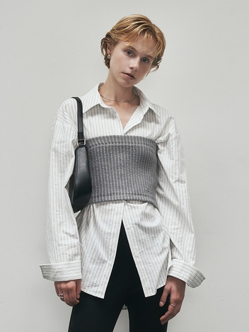 Layered Crop Knit Tube Top (Gray)