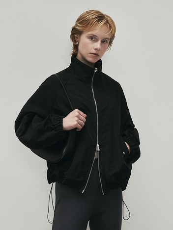 Nylon Two-way Windbreaker Jumper (Black)