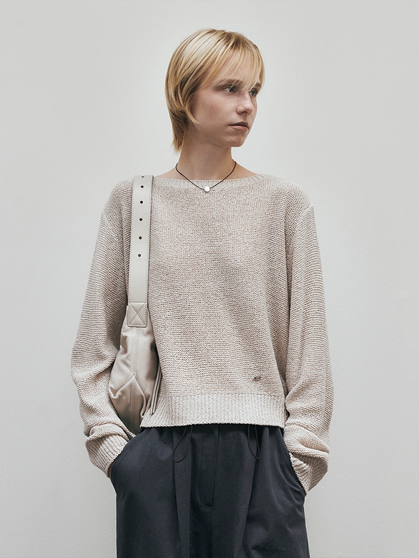 Lib Boat Neck Boucle Knit (Beige)