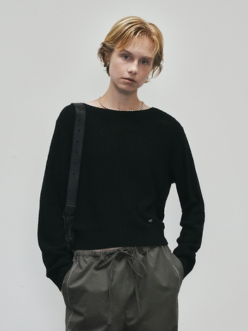 Lib Boat Neck Boucle Knit (Black)