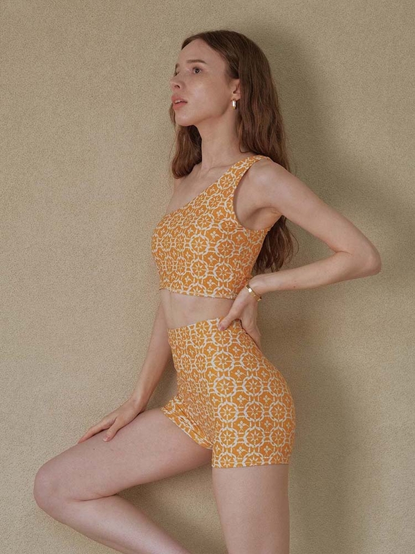 High-rise Swim Shorts, Yellow