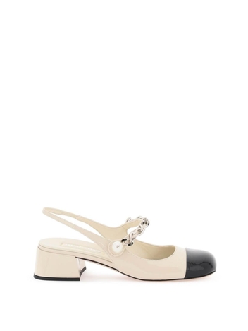 미우미우 Miu miu chain pearl patent leather slingback pumps 5I460D ZHV