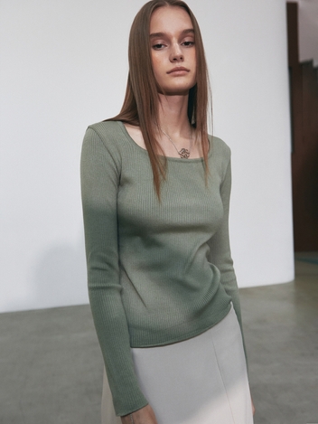 MINIMAL SQUARE LS KNIT_KHAKI