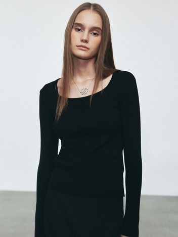 MINIMAL SQUARE LS KNIT_BLACK