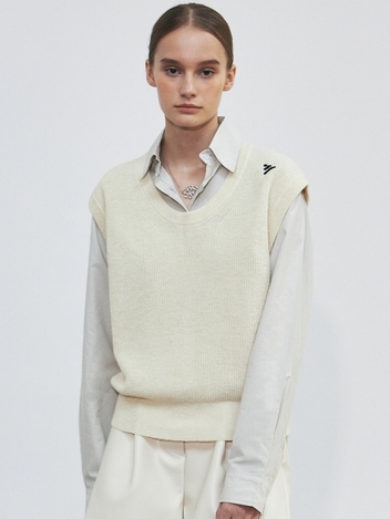NNC ROUND NECK KNIT VEST_CREAM