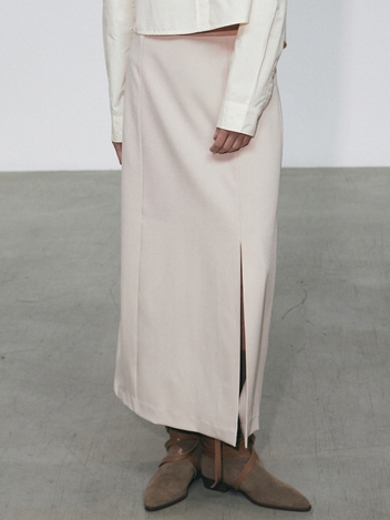 SIDE SLIT LONG SKIRT_BEIGE