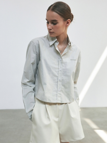 STANDARD LOGO CROP SHIRT_MINT GRAY