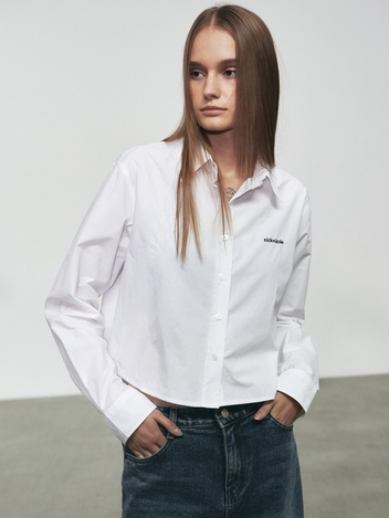 STANDARD LOGO CROP SHIRT_WHITE