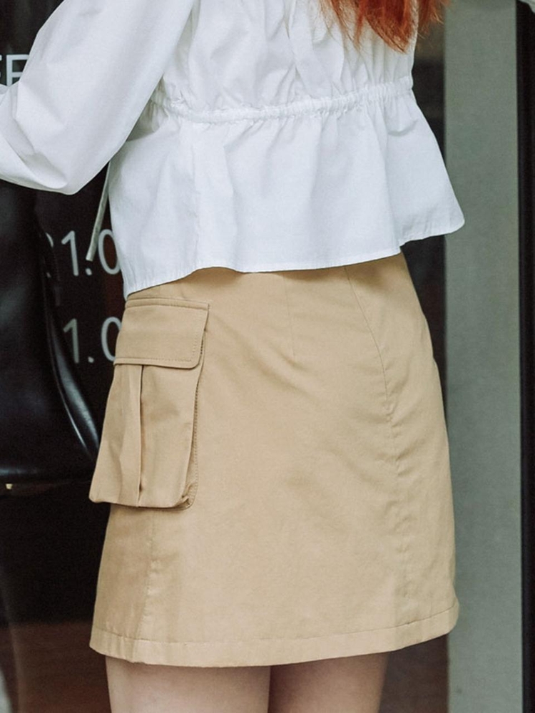 DD_American style a line skirt_BEIGE