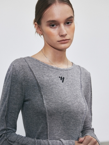 NNC PINTUCK LINE LS TOP_GRAY