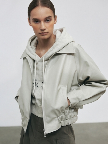 CLASSIC BLOUSON LEATHER JACKET_CREAM