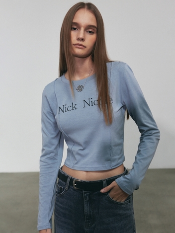 NICOLE PINTUCK LS CROP TOP_BLUE