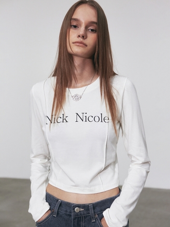NICOLE PINTUCK LS CROP TOP_CREAM