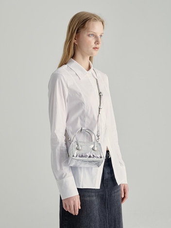 PADDED SOFT TOTE MICRO_silver crinkle