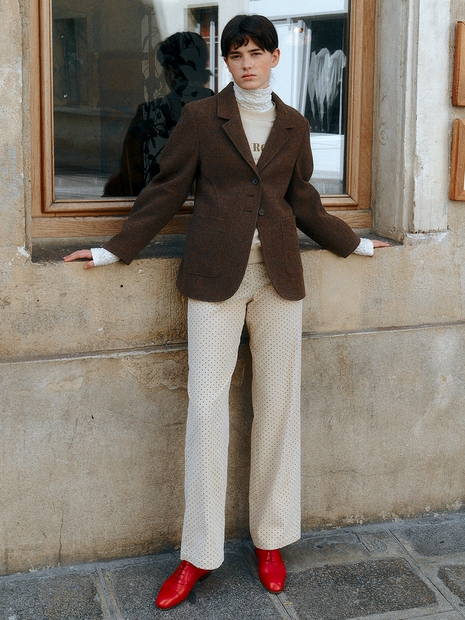 Dot Printed Corduroy Straight-Fit Pants VC2399PT001M