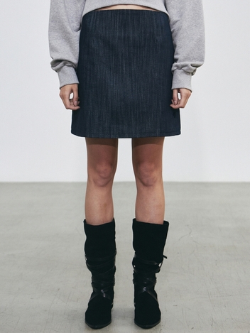 DENIM MINI SKIRT PANTS_VINTAGE BLUE
