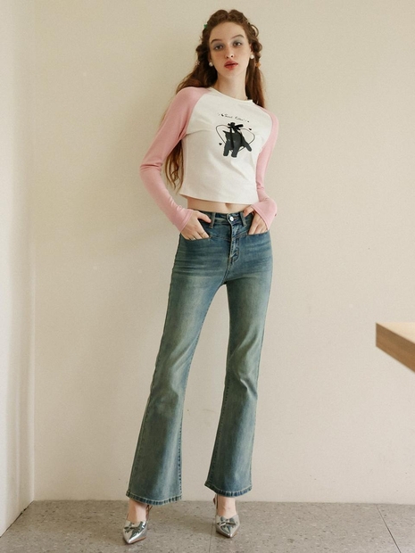 Cest_Washed high boots cut pants