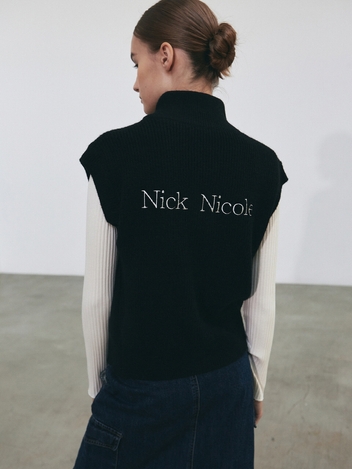 NICOLE KNIT ZIP UP VEST_BLACK