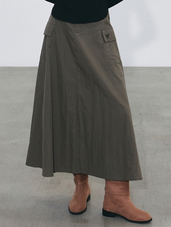 NNC COTTON CARGO LONG SKIRT_KHAKI