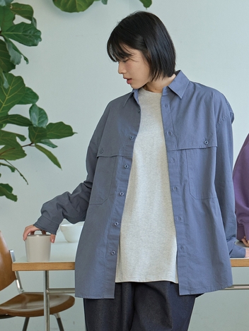 포켓 워크 셔츠 블루