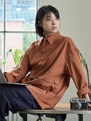 스냅 셔츠 자켓 브릭