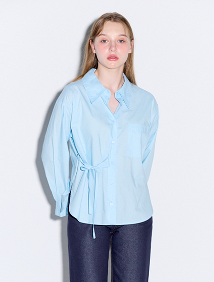 Loose fit strap detail shirt_Blue