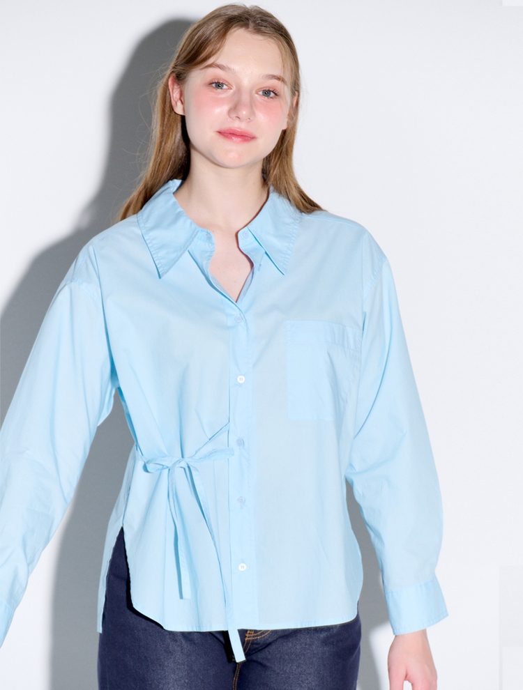 Loose fit strap detail shirt_Blue