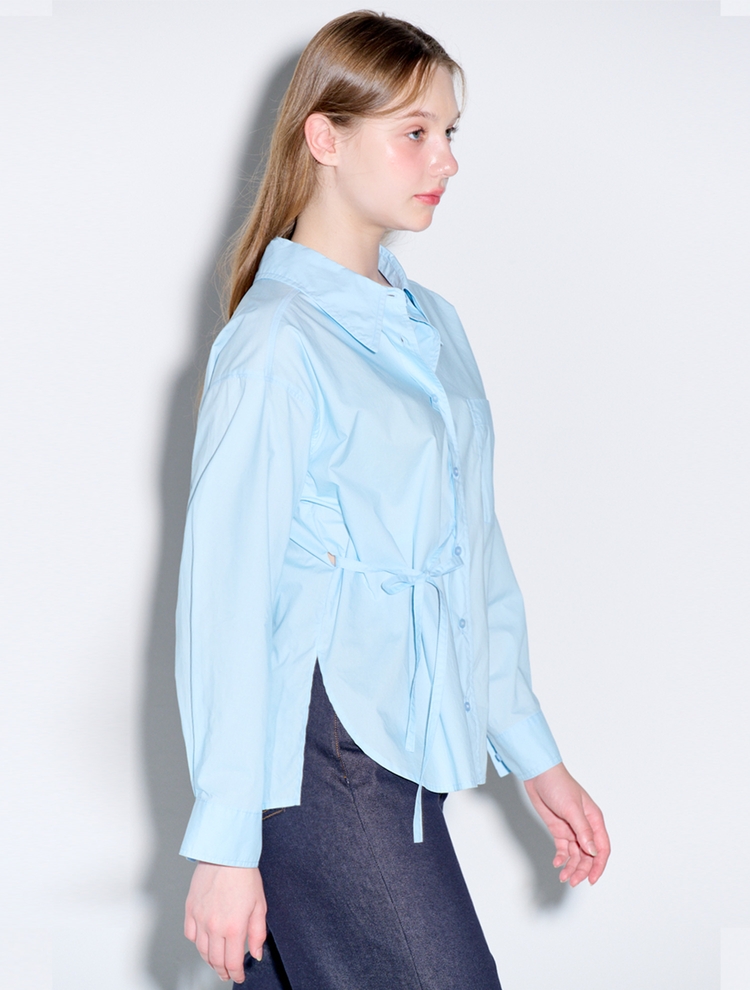 Loose fit strap detail shirt_Blue