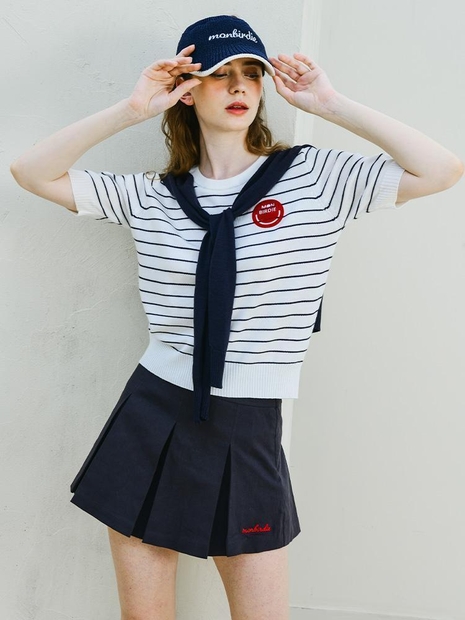 SOFT TOUCH WARM PLEATS 소프트기모 자수 플리츠 스커트_D.GREY