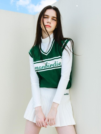 LOGO EMBROIDERY VEST 로고 자수 컬러블록 베스트 GREEN