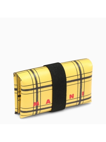마르니 Marni Tri-fold wallet black/yellow check PFMI0007U9P6052