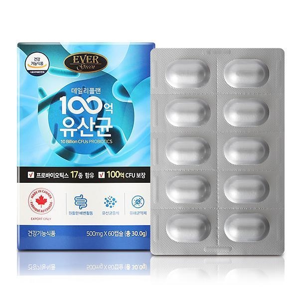 에버그린 데일리플랜 100억 유산균 (500mg x 60캡슐) / 2개월分