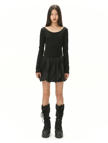 GLOSSY BUBBLE SKIRT / BLACK