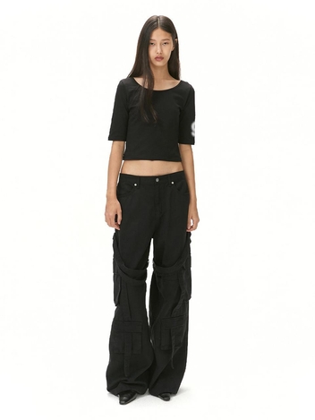 TIE-UP CARGO PANTS / BLACK