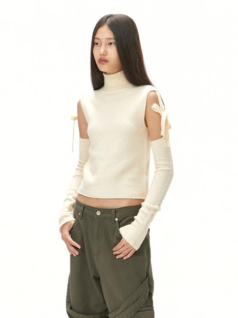 TWO-WAY WARMER KNIT / CREAM