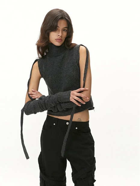 TWO-WAY WARMER KNIT / CHARCOAL
