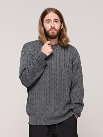 CB PIGMENT CABLE ROUND KNIT (CHARCHOL)