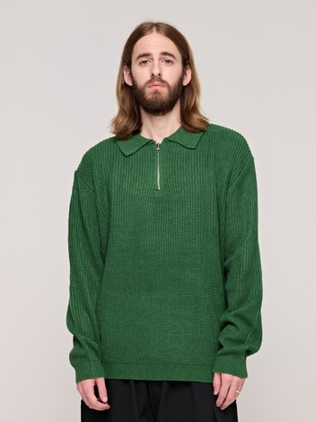 CB HACHI ZIP UP COLLAR KNIT (GREEN)