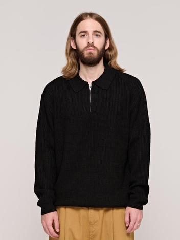 CB HACHI ZIP UP COLLAR KNIT (BLACK)